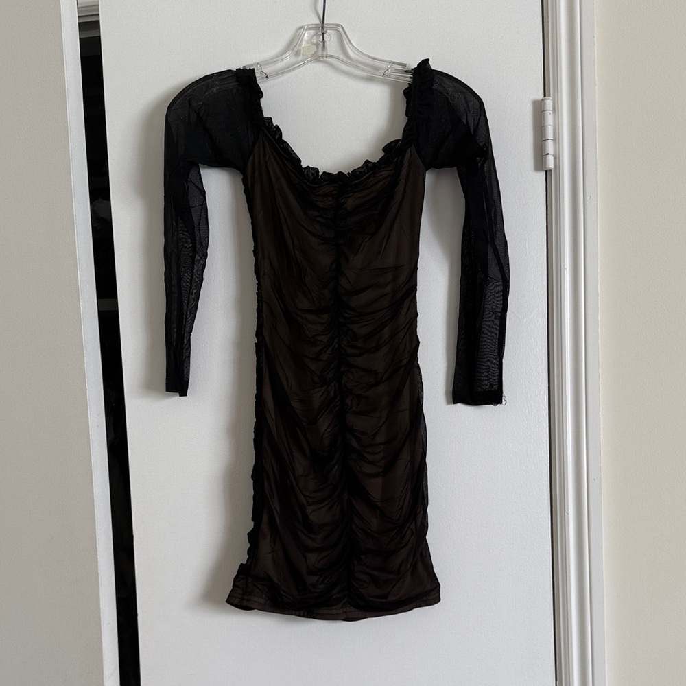 Elegant Black Ruched Dress